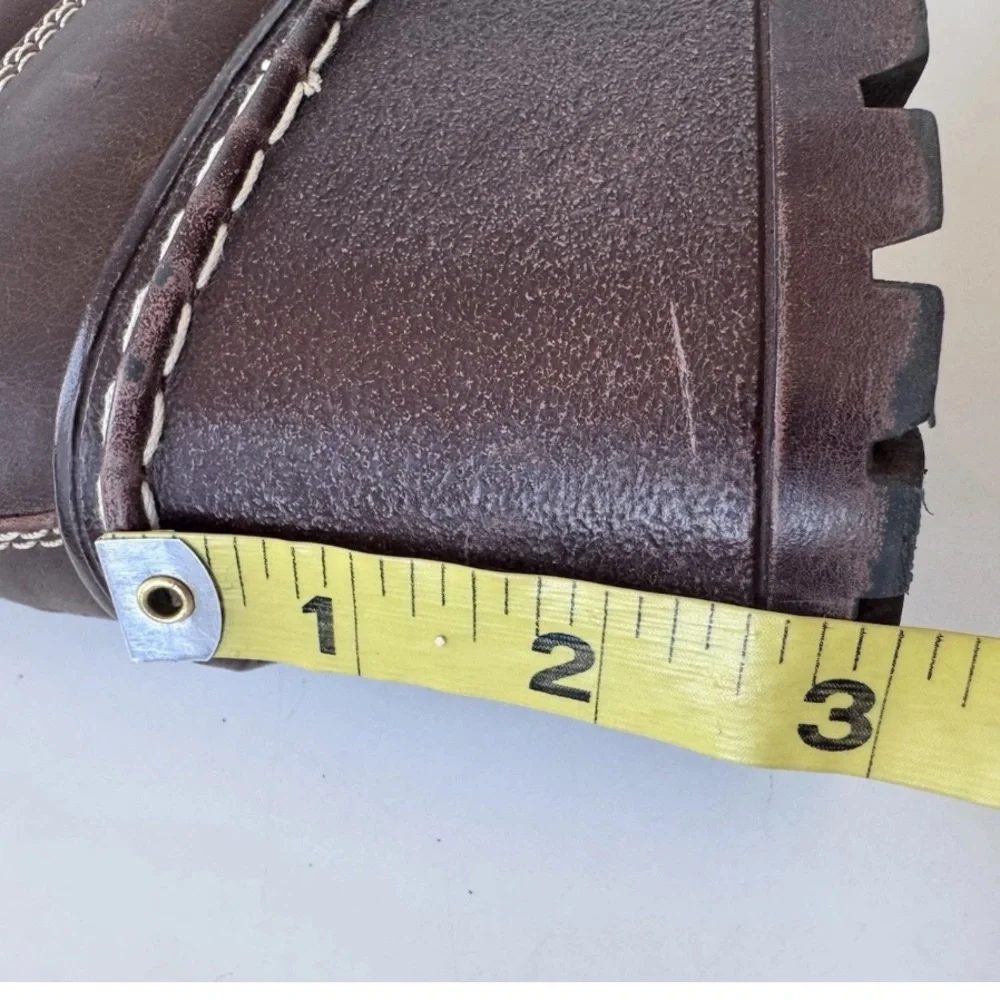 Vintage 90s Y2K SODA Brown Faux Chunky Platform Distressed Lace up moto boot 6.5 - Picture 12 of 13